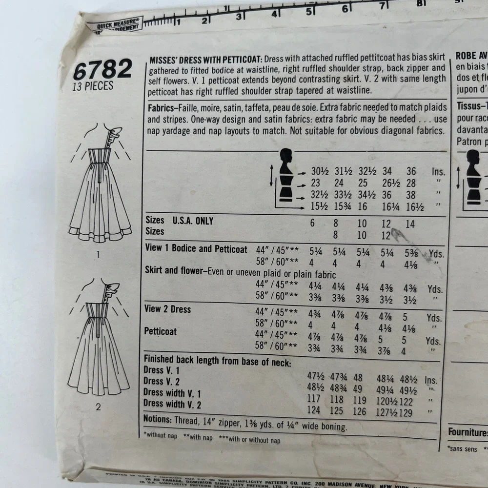 80s Gunne Sax Jessica McClintock Dress Sewing Pattern Simplicity 6782 31.5